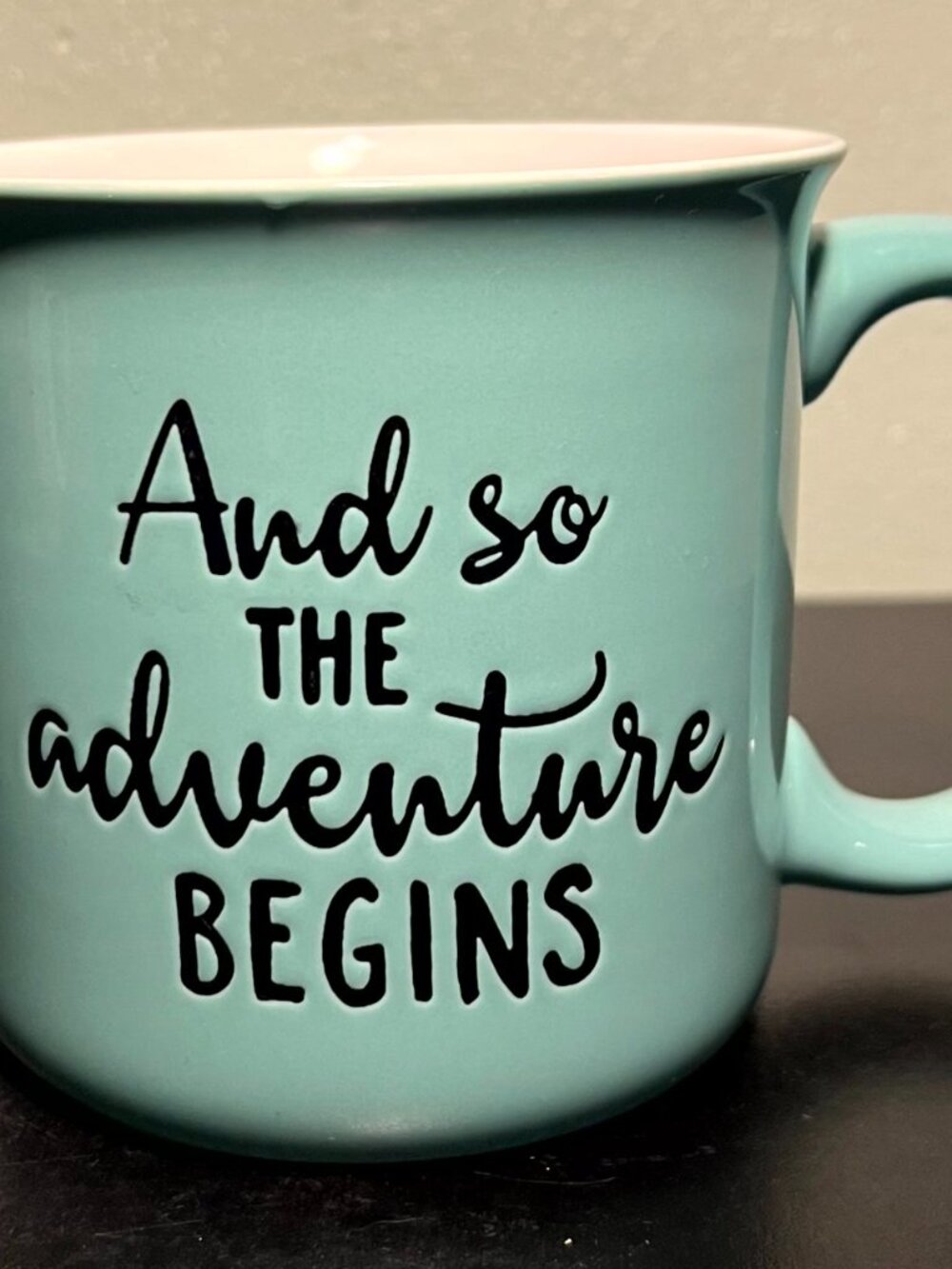 Eccolo Teal 20oz Coffee Mug And So The Adventure Begins Ceramic Cup Campfire